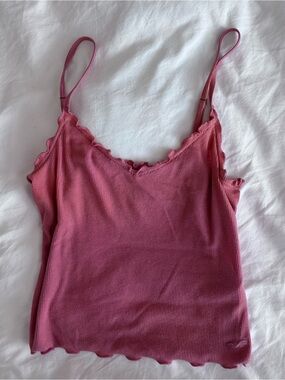 Hollister Ribbed Scallop-Edge Cami Tank - Pink
